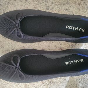 Rothy's Black Flats with Blue Accent